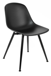 SCAUN DINING RESOL NEGRU, CU SEZUT DIN POLIPROPILENA SI PICIOARE DIN METAL, STIL MODERN