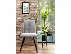 SCAUN DINING SWING, GRI 07/NEGRU MAT, TAPITERIE DIN STOFA BREGO SI PICIOARE DIN METAL, STIL MODERN - Img 4