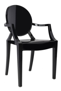 SCAUN DINING/TERASA LOUIS, NEGRU, DIN POLICARBONAT, STIL MODERN