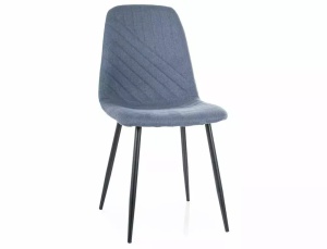 SCAUN DINING TWIST, DENIM 86/NEGRU MAT, TAPITERIE DIN STOFA SI PICIOARE DIN METAL, STIL MODERN - Img 1