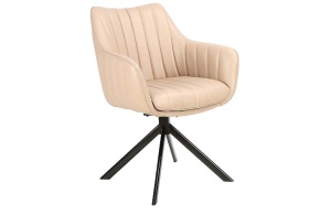 SCAUN PIVOTANT AZALIA BUFFALO, BEJ 01/NEGRU MAT, TAPITERIE DIN PIELE ECO SI PICIOARE DIN METAL, STIL MODERN - Img 1