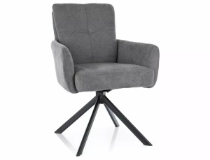SCAUN PIVOTANT BASIL, GRI 11/NEGRU MAT, TAPITERIE DIN STOFA VARDO SI PICIOARE DIN METAL, STIL MODERN - Img 1