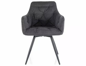 SCAUN PIVOTANT MANGO, GRI 19/NEGRU MAT, TAPITERIE DIN STOFA VARDO SI PICIOARE DIN METAL, STIL MODERN - Img 2