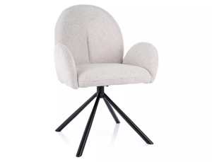 SCAUN PIVOTANT PLANET, BEJ 22/NEGRU MAT, TAPITERIE DIN STOFA RAVEN SI PICIOARE DIN METAL, STIL MODERN - Img 1