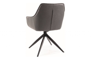 SCAUN PIVOTANT SEMPRE, GRI 07/GRI INCHIS/NEGRU MAT, TAPITERIE DIN STOFA BREGO, PIELE ECO SI PICIOARE DIN METAL, STIL MODERN - Img 4