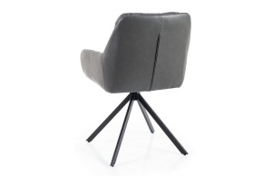 SCAUN PIVOTANT SPELLO, GRI 06/NEGRU MAT, TAPITERIE DIN PIELE ECOLOGICA SI PICIOARE DIN METAL, STIL MODERN - Img 3