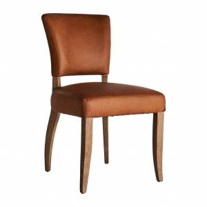 SCAUN TOLLA REF. 29777, MARONIU, STIL VINTAGE, PIELE SI LEMN MASIV DE MESTEACAN, VIC
