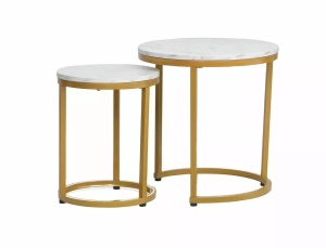 SET 2 MASUTE DE CAFEA HOLA, 32/45 CM, EFECT DE MARMURA ALBA/AURIU, BLAT DIN PAL LAMINAT SI CADRU DIN METAL, STIL MODERN - Img 1