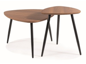 SET 2 MASUTE DE CAFEA TWIN, 40/60 CM, NUC/NEGRU, BLAT DIN MDF, FURNIR NATURAL SI CADRU DIN METAL, STIL MODERN - Img 6