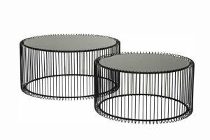 SET 2 MASUTE DE CAFEA WIRE, NEGRE, CONFECTIONATE DIN METAL SI STICLA, STIL MODERN