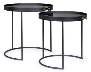SET 2 MASUTE DE CAFEA ZEINA, ROUND 92, NEGRE, CONFECTIONATE DIN OTEL, STIL MODERN - Img 3