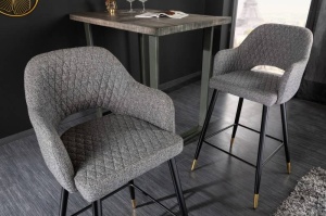 SET 2 SCAUNE BAR, PARIS, TEXTIL GRI, COD 41513, STIL RETRO