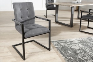 SET 2 SCAUNE DINING SAU BIROU NEGRU/GRI OXFORD 36960 - DESIGN VINTAGE/INDUSTRIAL