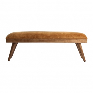 TUBURET DE PAT ERDWEIS REF. 26778, CULOARE MUSTAR, STIL VINTAGE, DIN LEMN MASIV DE MANGO, VIC