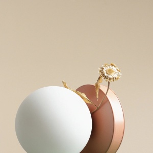 VEIOZA BALL S, 17 CM, CORAL, DIN STICLA SI METAL, STIL MODERN - Img 3