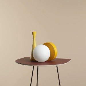 VEIOZA BALL S, 17 CM, GALBENA, DIN STICLA SI METAL, STIL MODERN - Img 2