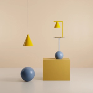 VEIOZA FORM, 40 CM, GALBENA, DIN METAL, STIL MODERN - Img 4