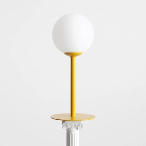 VEIOZA PINNE, 35 CM, GALBENA, DIN STICLA SI METAL, STIL MODERN - Img 3