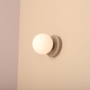 APLICA BALL II S, 15 CM, BEJ, DIN STICLA SI METAL, STIL MODERN