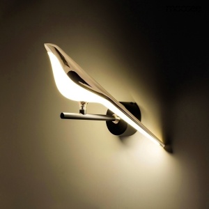 APLICA BIRD GOLD, CONFECTIONATA DIN ACRIL SI METAL, AURIU/ALB, STIL MODERN - Img 2