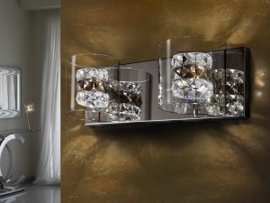 APLICA FLASH, 13 CM, CROM/FUMURIU/TRANSPARENT, DIN METAL SI STICLA, STIL MODERN
