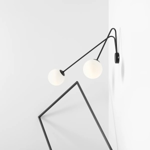 APLICA HOLM L, 2 BRATE, 42 CM, NEAGRA, DIN STICLA SI METAL, STIL MODERN - Img 3