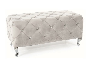 BANCHETA HESTIA, 100 CM, GRI DESCHIS 03/CROM, TAPITERIE DIN CATIFEA SI CADRU DIN METAL, STIL MODERN - Img 2