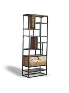 BIBLIOTECA/ORGANIZATOR LEO 213CM, MARO/NEGRU, DIN LEMN RECICLAT SI METAL, GINER Y COLOMER - Img 2
