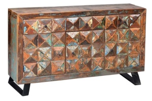 BUFET 150CM, MARO/MULTICOLOR, DIN LEMN MASIV RECICLAT SI METAL, GINER Y COLOMER - Img 6