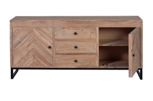 BUFET FENILA 6733, NATURAL/NEGRU, DIN LEMN MASIV DE ACACIA SI METAL, STIL VINTAGE G&C - Img 2