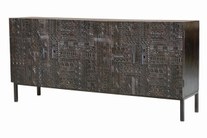 BUFET HIEROGLYPH 180CM, MARO/NEGRU, DIN LEMN MASIV DE MANGO, GINER Y COLOMER - Img 3