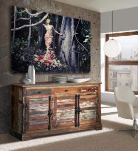 BUFET KALLA 150CM, MARO/MULTICOLOR, DIN LEMN RECICLAT, GINER Y COLOMER