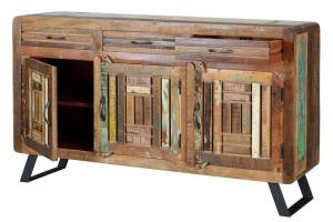 BUFET KATIA 6966,MARO/MULTICOLOR, DIN LEMN RECICLAT SI FIER, STIL VINTAGE G&C - Img 6