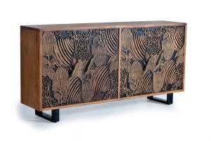 BUFET NOOR 190CM, MARO/NEGRU, DIN LEMN MASIV DE ACACIA, STIL VINTAGE GINER Y COLOMER - Img 3
