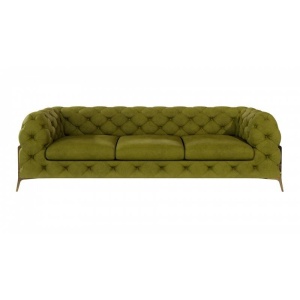 CANAPEA 3 LOCURI, CHELSEA BIS, VERDE DESCHIS, DIN CATIFEA SI PICIOARE DIN METAL