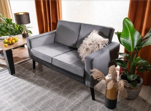 CANAPEA DARLA BLUVEL 14, GRI, DIN CATIFEA, STIL MODERN, SIGNAL - Img 2