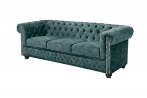CANAPEA DEOSEBITA, CHESTERFIELD 205CM, COD 43091, DIN LEMN MASIV SI CATIFEA, DESIGN MODERN - Img 6