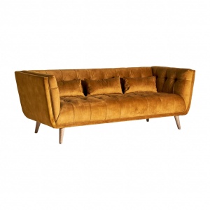 CANAPEA DOZZA REF. 29780, BUTONATA, MARONIU, STIL VINTAGE, DIN LEMN MASIV DE MESTEACAN SI CATIFEA, VIC - Img 2