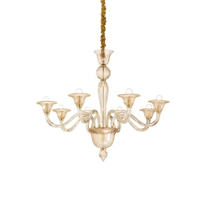 CANDELABRU BRIGITTA SP8, AMBER, DIN STICLA, STIL MODERN