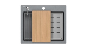 CHIUVETA BUCATARIE REA KURT 110 WORKSTATION, GRI METALIC, DIN GRANIT, CALITATE SUPERIOARA - Img 3
