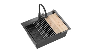 CHIUVETA BUCATARIE REA LUKE 110 WORKSTATION, CU BATERIE INCLUSA, NEGRU, DIN INOX, CALITATE SUPERIOARA