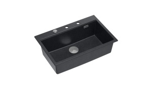 CHIUVETA BUCATARIE REA MARC 110 WORKSTATION, NEGRU METALIC/CROM, DIN GRANIT, CALITATE SUPERIOARA