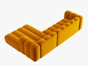COLTAR MODULAR LUPIN, DREAPTA, 4 LOCURI, 288 CM, GALBEN 10, TAPITERIE DIN CATIFEA, DESIGN DEOSEBIT - Img 4