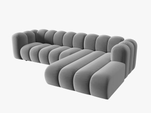 COLTAR MODULAR LUPIN, DREAPTA, 4 LOCURI, 288 CM, GRI 17, TAPITERIE DIN CATIFEA, DESIGN DEOSEBIT - Img 3