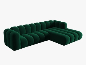 COLTAR MODULAR LUPIN, DREAPTA, 4 LOCURI, 288 CM, VERDE SMARALD 7, TAPITERIE DIN CATIFEA, DESIGN DEOSEBIT - Img 2