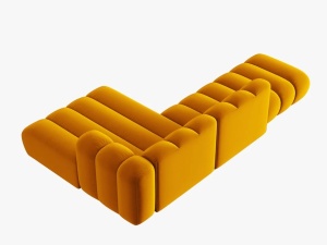 COLTAR MODULAR LUPIN, DREAPTA, 5 LOCURI, 294 CM, GALBEN 10, TAPITERIE DIN CATIFEA, DESIGN DEOSEBIT - Img 4