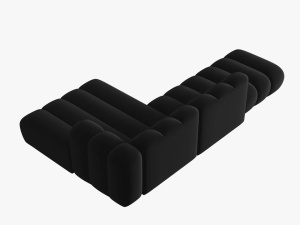 COLTAR MODULAR LUPIN, DREAPTA, 5 LOCURI, 294 CM, NEGRU 19, TAPITERIE DIN CATIFEA, DESIGN DEOSEBIT - Img 4