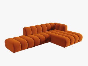 COLTAR MODULAR LUPIN, DREAPTA, 5 LOCURI, 294 CM, SCORTISOARA 14, TAPITERIE DIN CATIFEA, DESIGN DEOSEBIT - Img 2