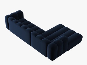 COLTAR MODULAR LUPIN, STANGA, 4 LOCURI, 288 CM, ALBASTRU ROYAL 5, TAPITERIE DIN CATIFEA, DESIGN DEOSEBIT - Img 4