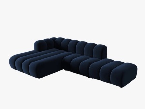 COLTAR MODULAR LUPIN, STANGA, 5 LOCURI, 294 CM, ALBASTRU ROYAL 5, TAPITERIE DIN CATIFEA, DESIGN DEOSEBIT - Img 2